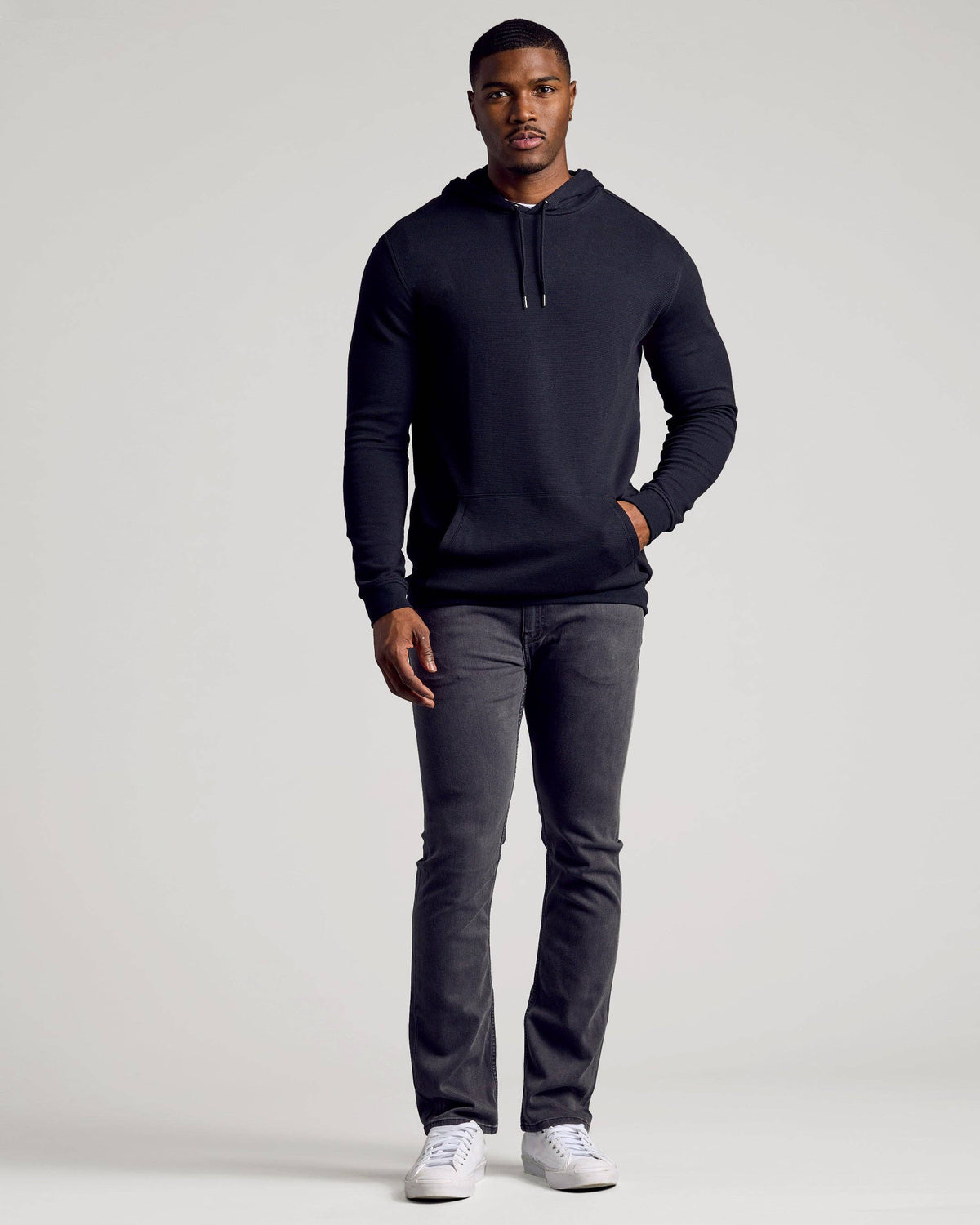 Black Tall Waffle Hoodie