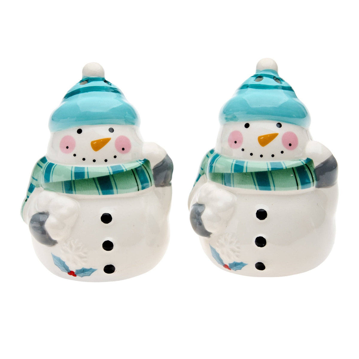 Winter Weather Snowman Salt & Pepper Shaker Set – Holiday Table Décor