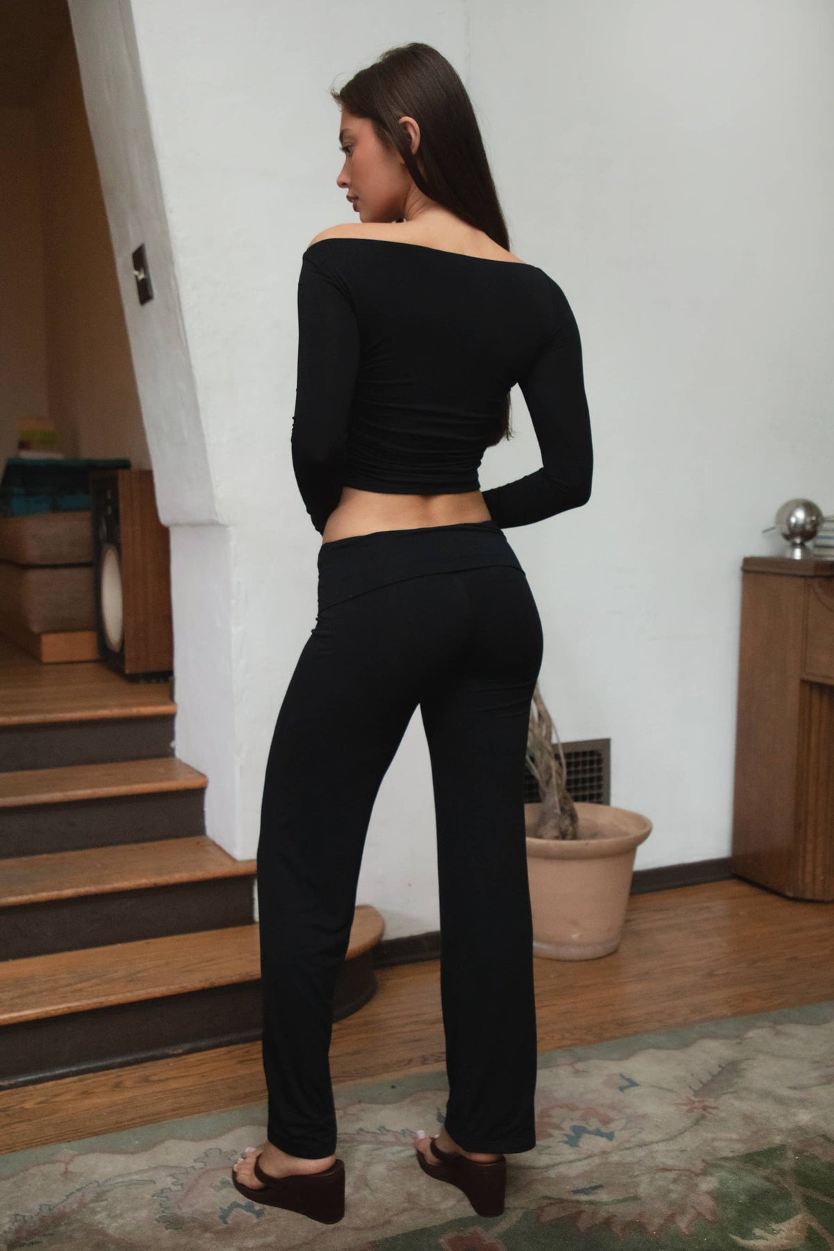 SORA Fold Over Straight Leg Leggings Casual Lounge Pants