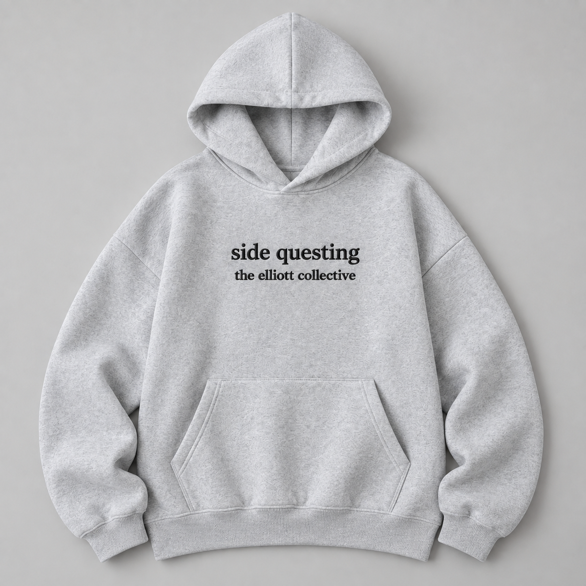 “Side Questing” Embroidered Hoodie in Ash Gray (The Elliott Collective Collection)