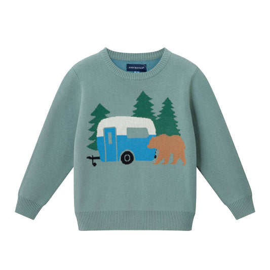 Kids Graphic Sweater | Green Camper