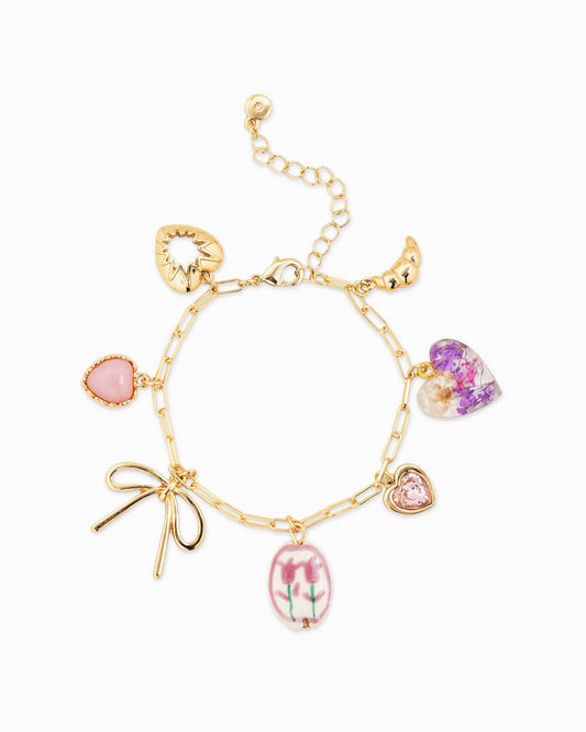 Pink Cottage Core Charm Bracelet