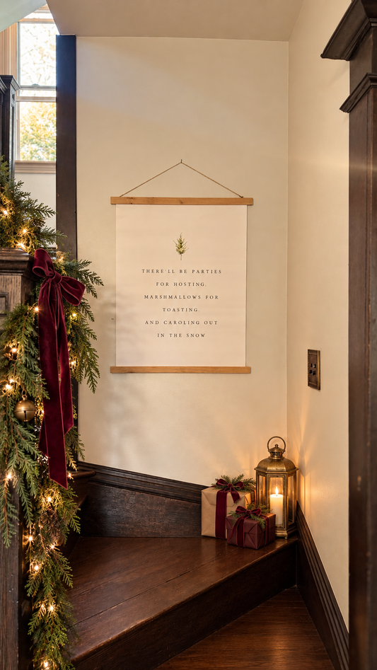 There’ll Be Parties Christmas Canvas Wall Hanging – 24 × 30