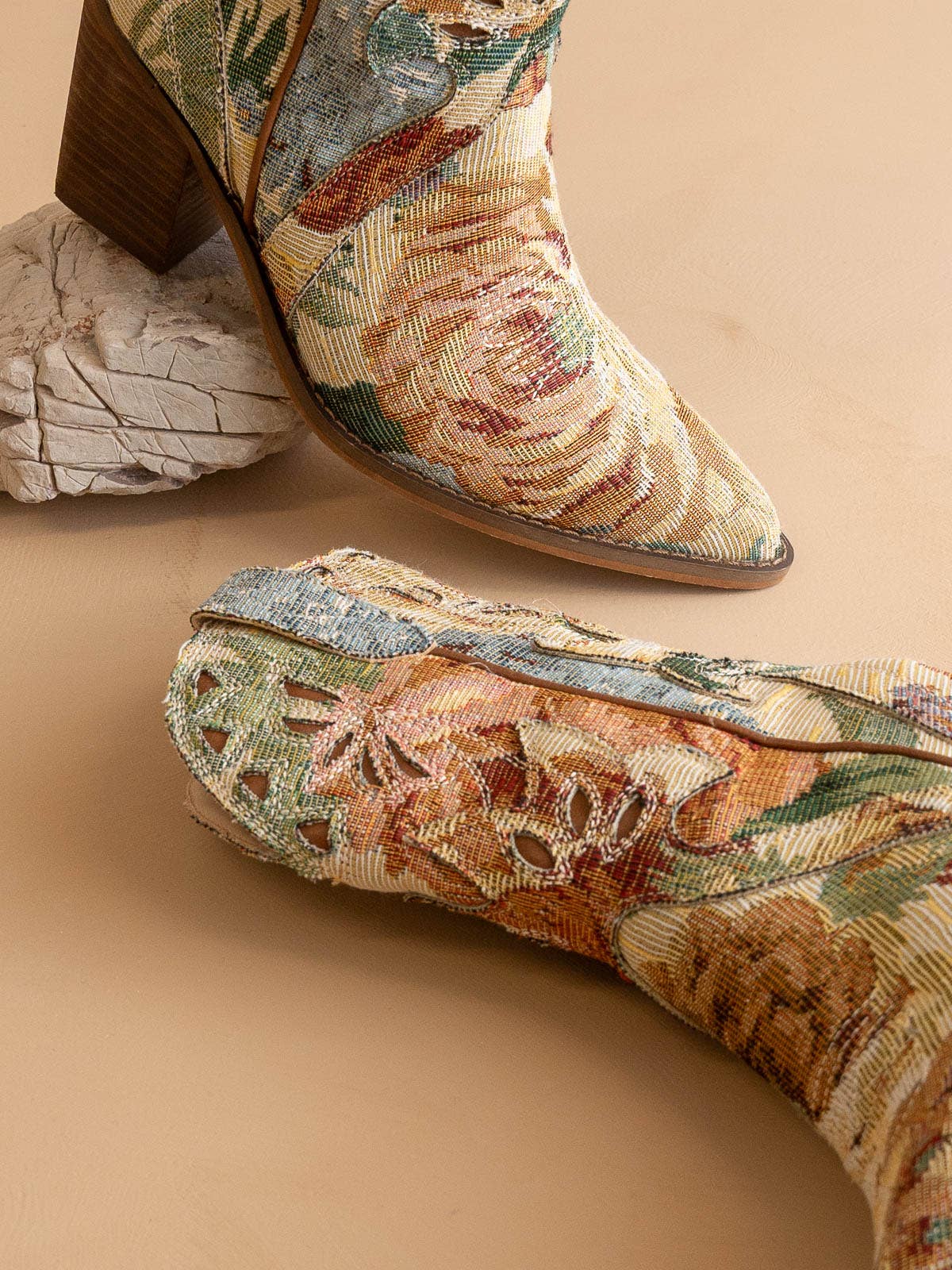 The Sorrel | Floral Tapestry Western Fall Bootie