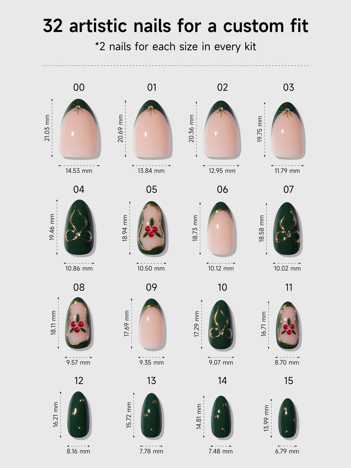 Celebritips Evergreen Ribbon Short Almond Press-On Nails Holiday 2026 NIB