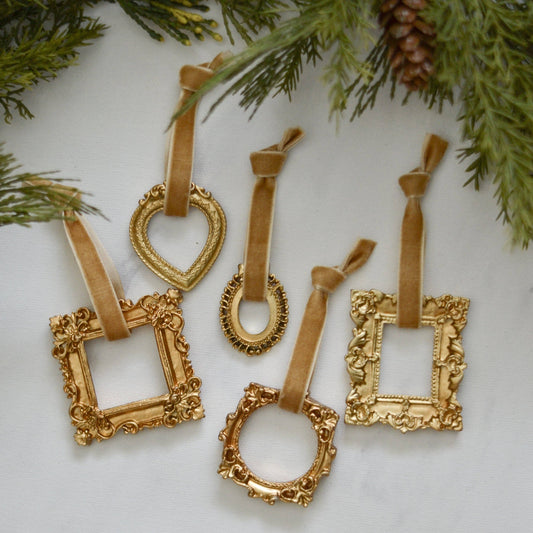 Gold Frame Ornaments | Set of 5