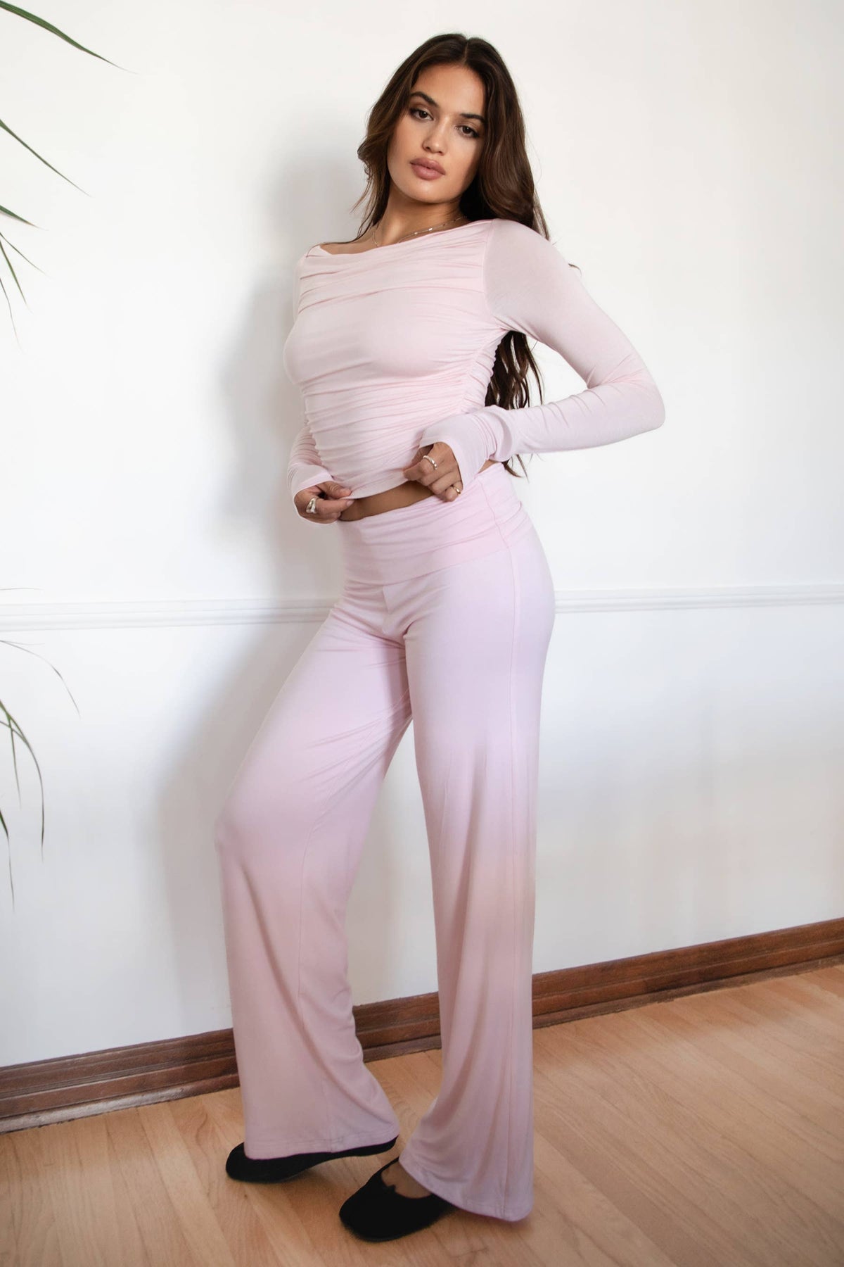 SORA Fold Over Straight Leg Leggings Casual Lounge Pants