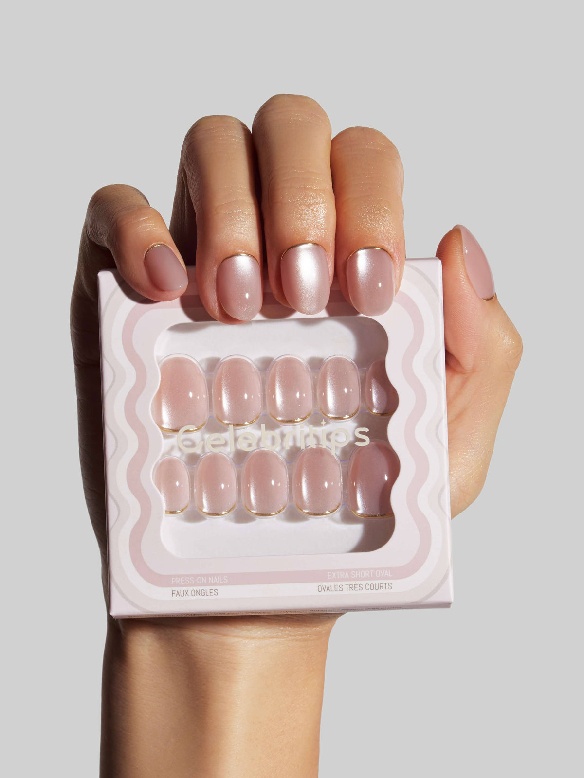 NEW Celebritips Bare Sand Nude Almond Press-On Nails 32-Piece Kit
