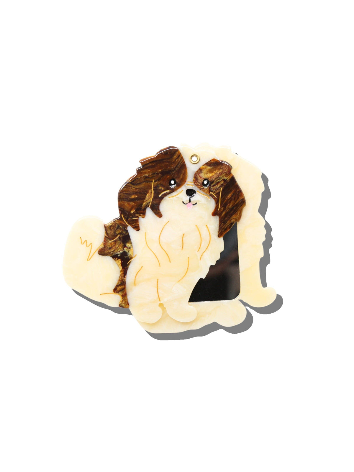 Solar Eclipse Shih Tzu Pup Hand-Painted Compact Mirror