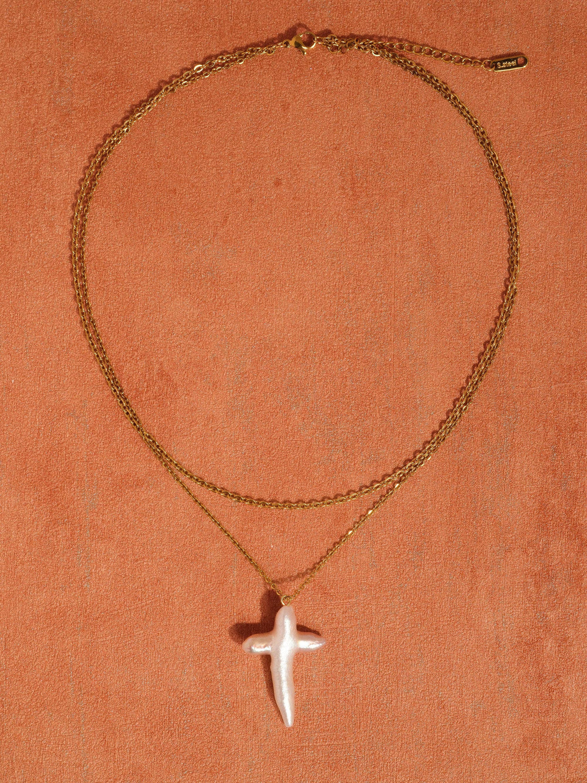 Aurise 18K Gold Non-Tarnish Freshwater Pearl Cross Necklace