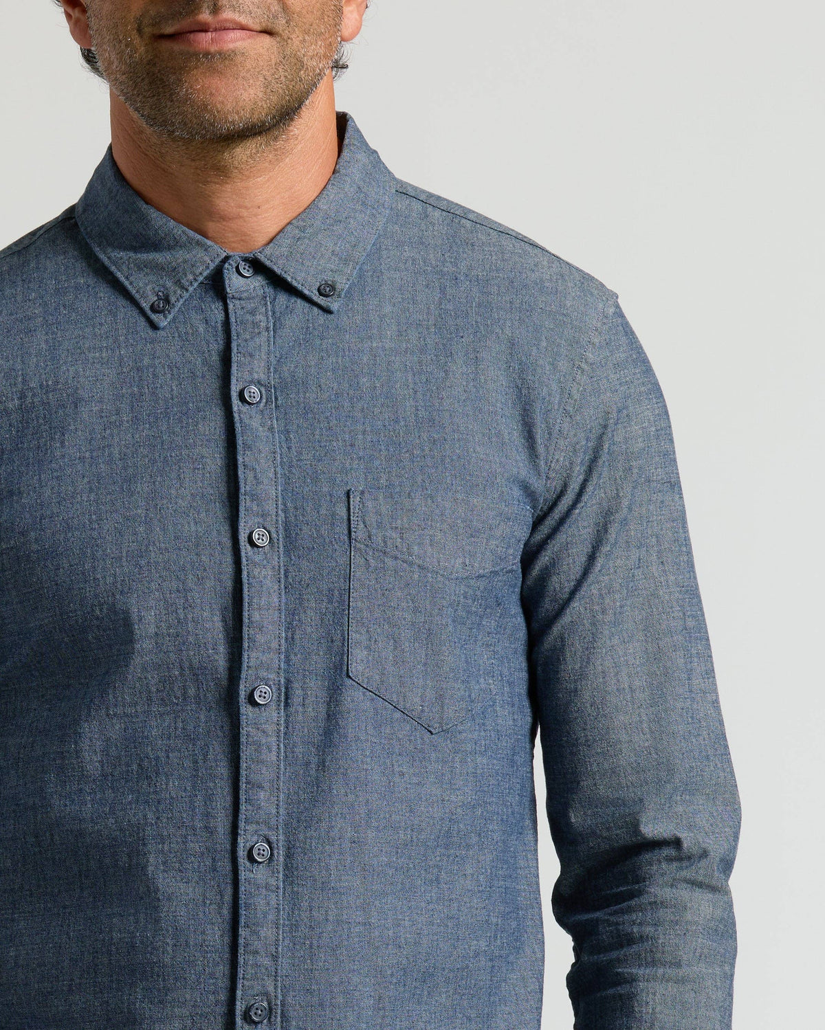 Men's Medium Indigo Wash Long Sleeve Chambray Shirt