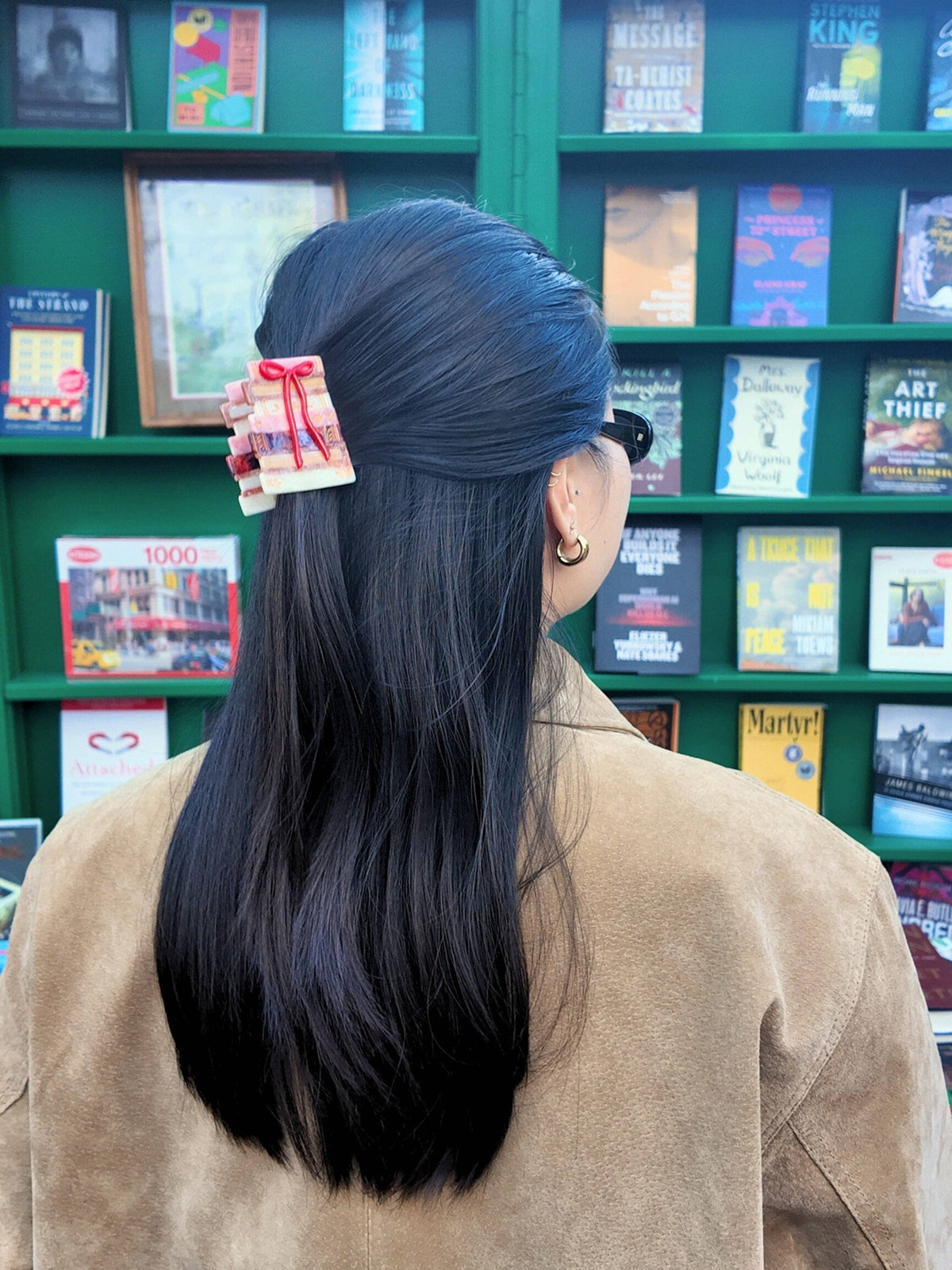 Hand-painted Bow Bookstack Claw Hair Clip | Eco-Friendly