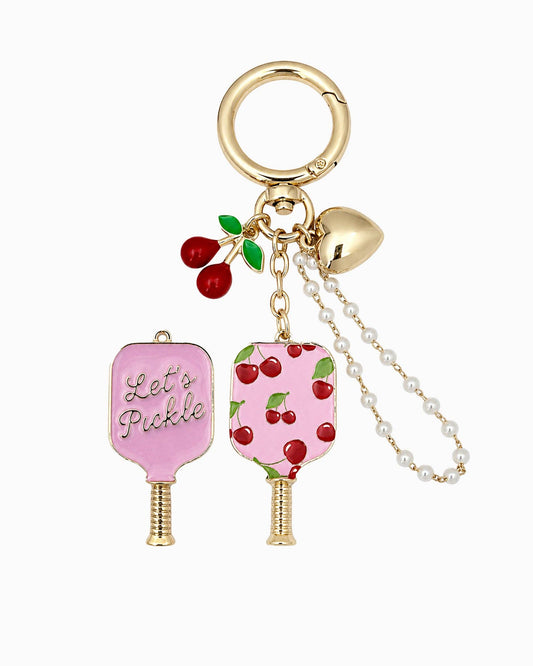 Cherry Pickleball Paddle Fruit Bag Charm Keychain