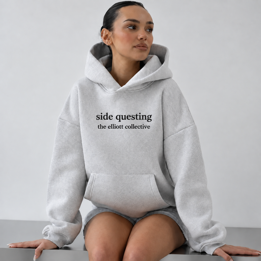 “Side Questing” Embroidered Hoodie in Ash Gray (The Elliott Collective Collection)