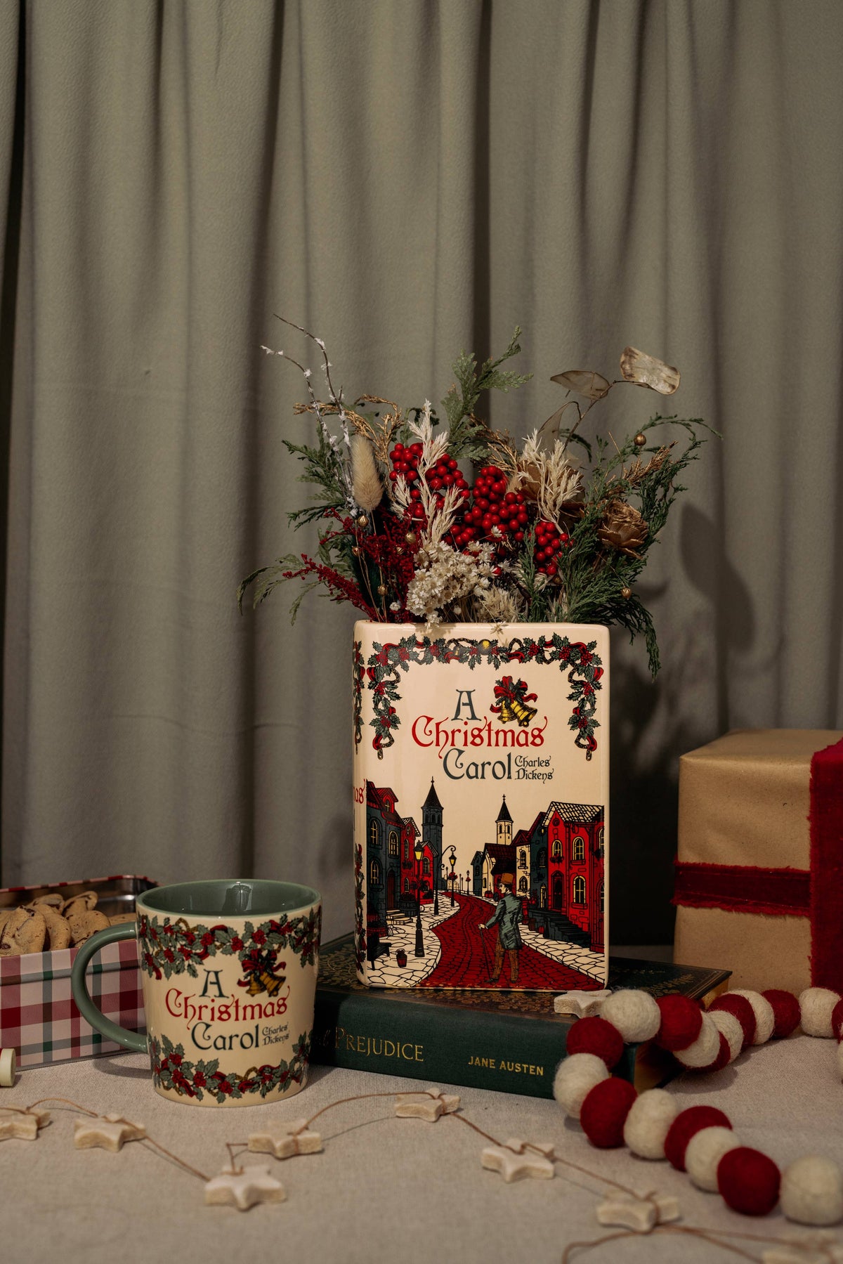 Large Holiday Book Vase, A Christmas Carol