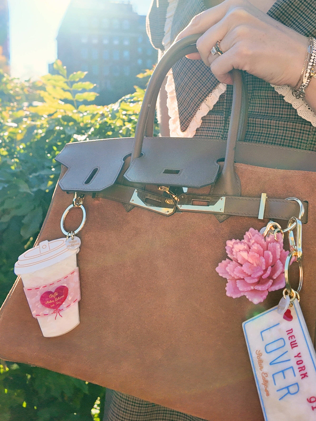 Hand-Painted Cafe Coffee Cup Bag Charm + Keychain | Eco-Friendly