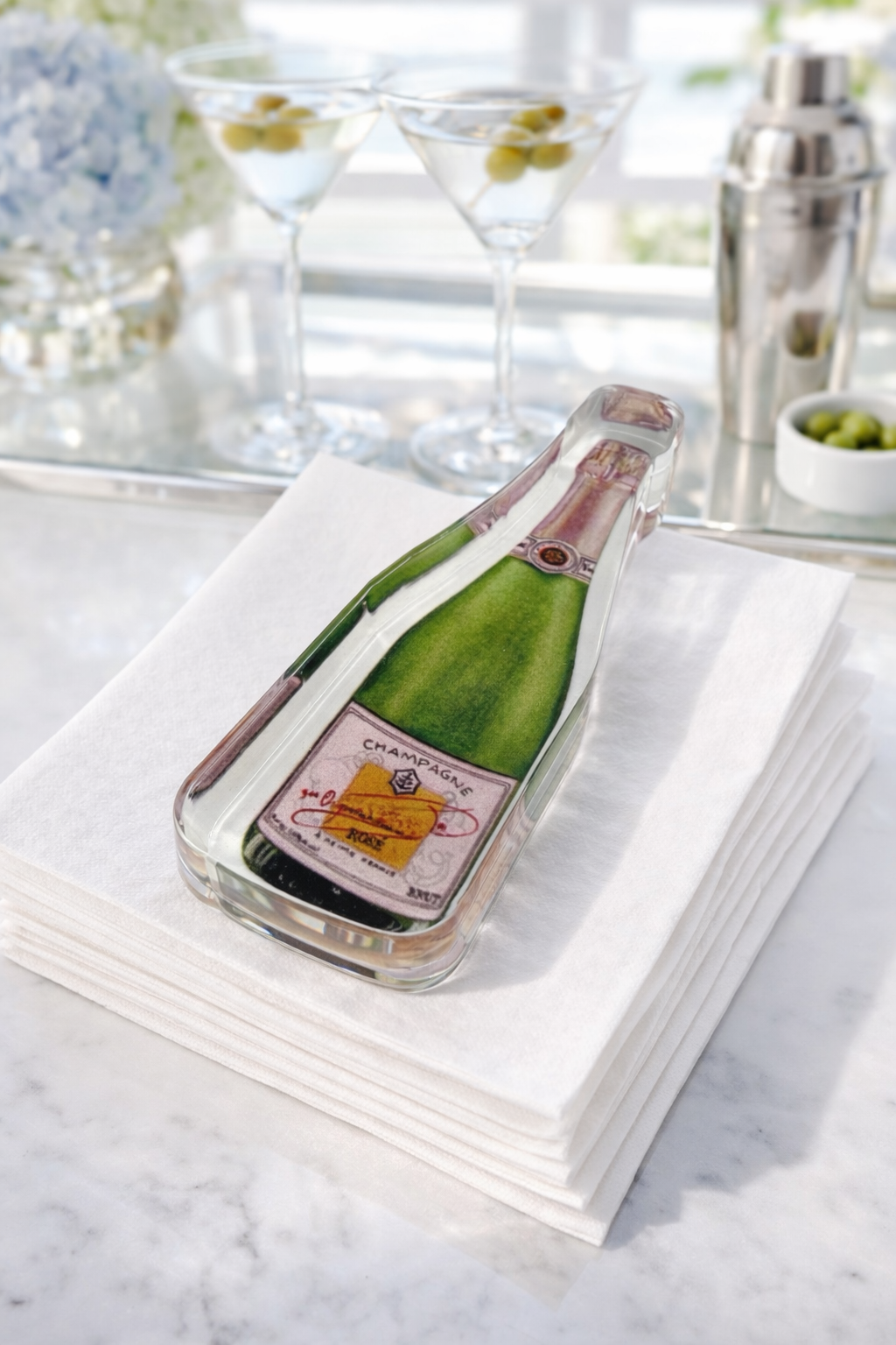 Acrylic Napkin Weight, Bubbles Champagne