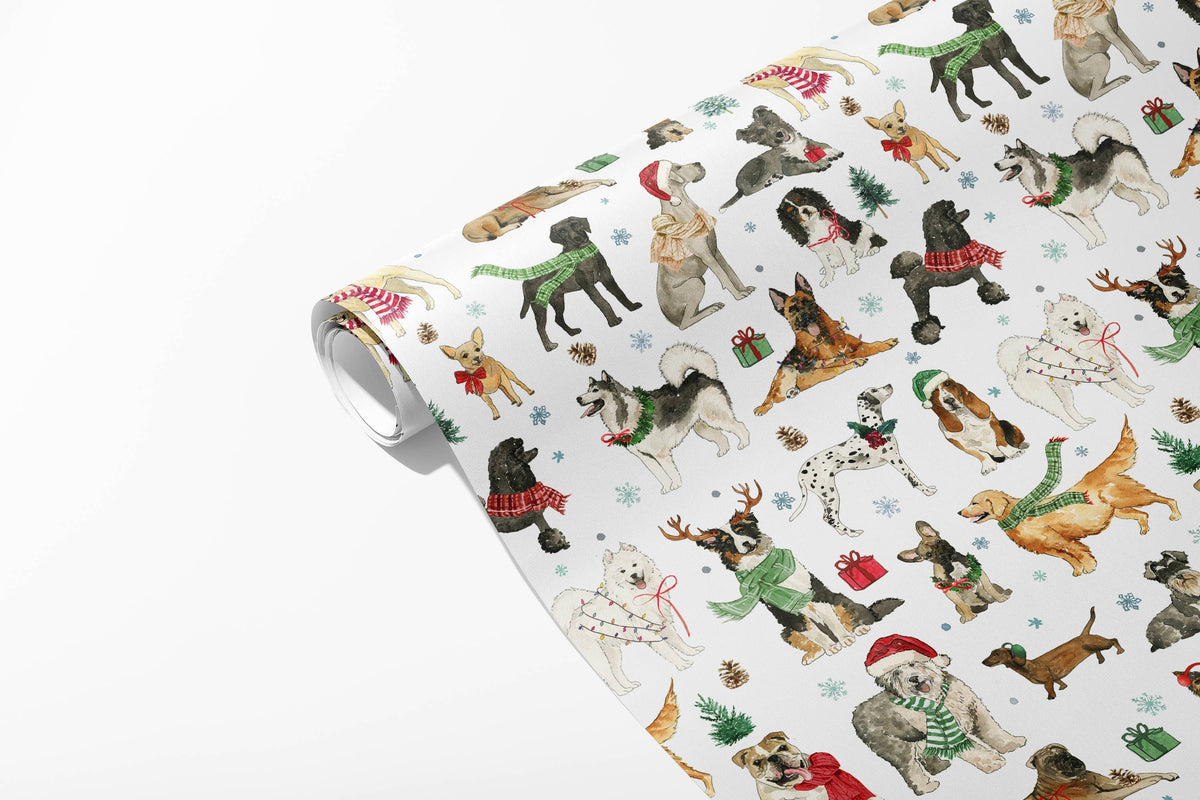Cozy Christmas Dogs Wrapping Paper – Holiday Gift Wrap
