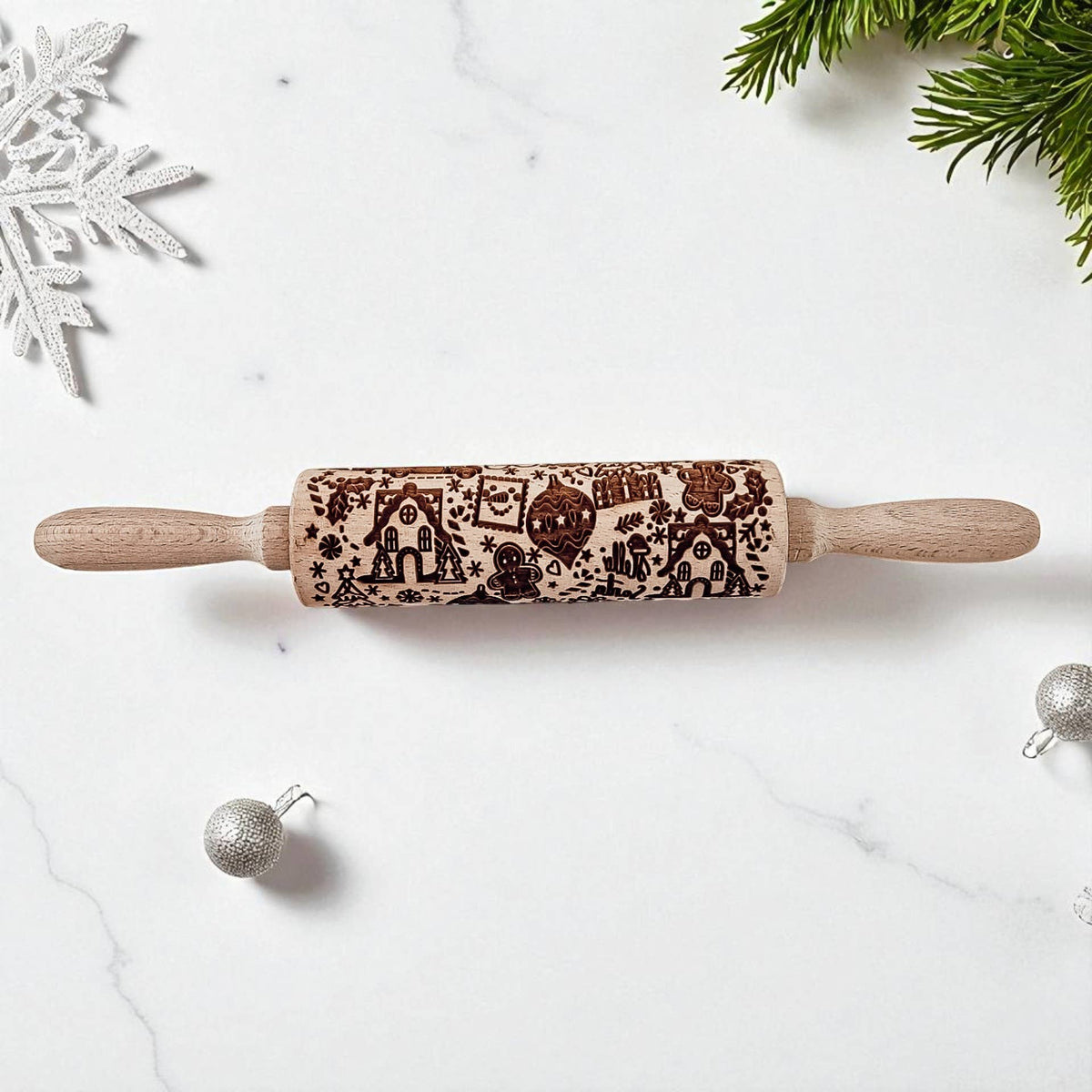 Christmas Embossed Rolling Pins – Reindeer, Gingerbread & Holiday Variety - Holiday Baking Gift
