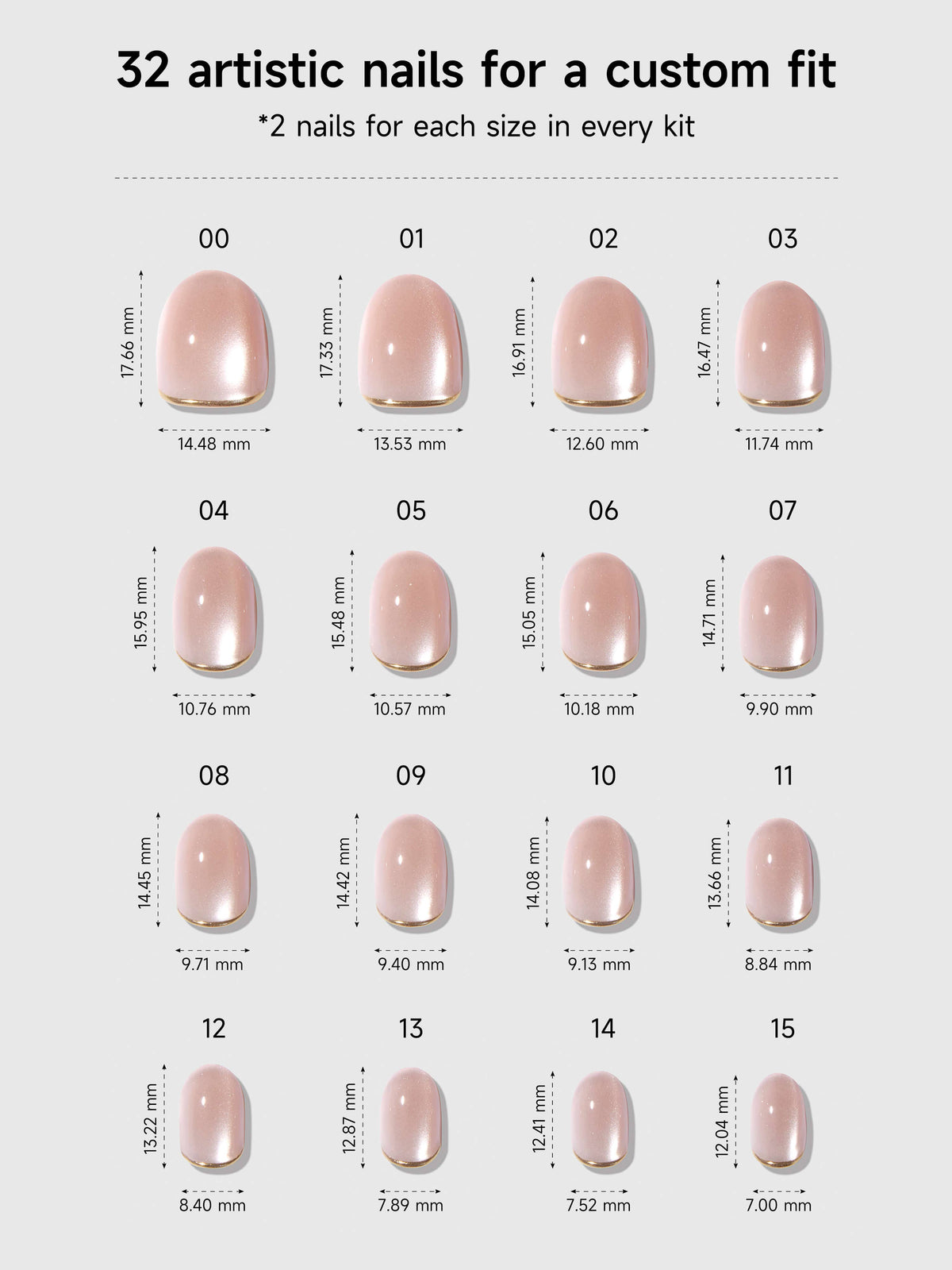 NEW Celebritips Bare Sand Nude Almond Press-On Nails 32-Piece Kit