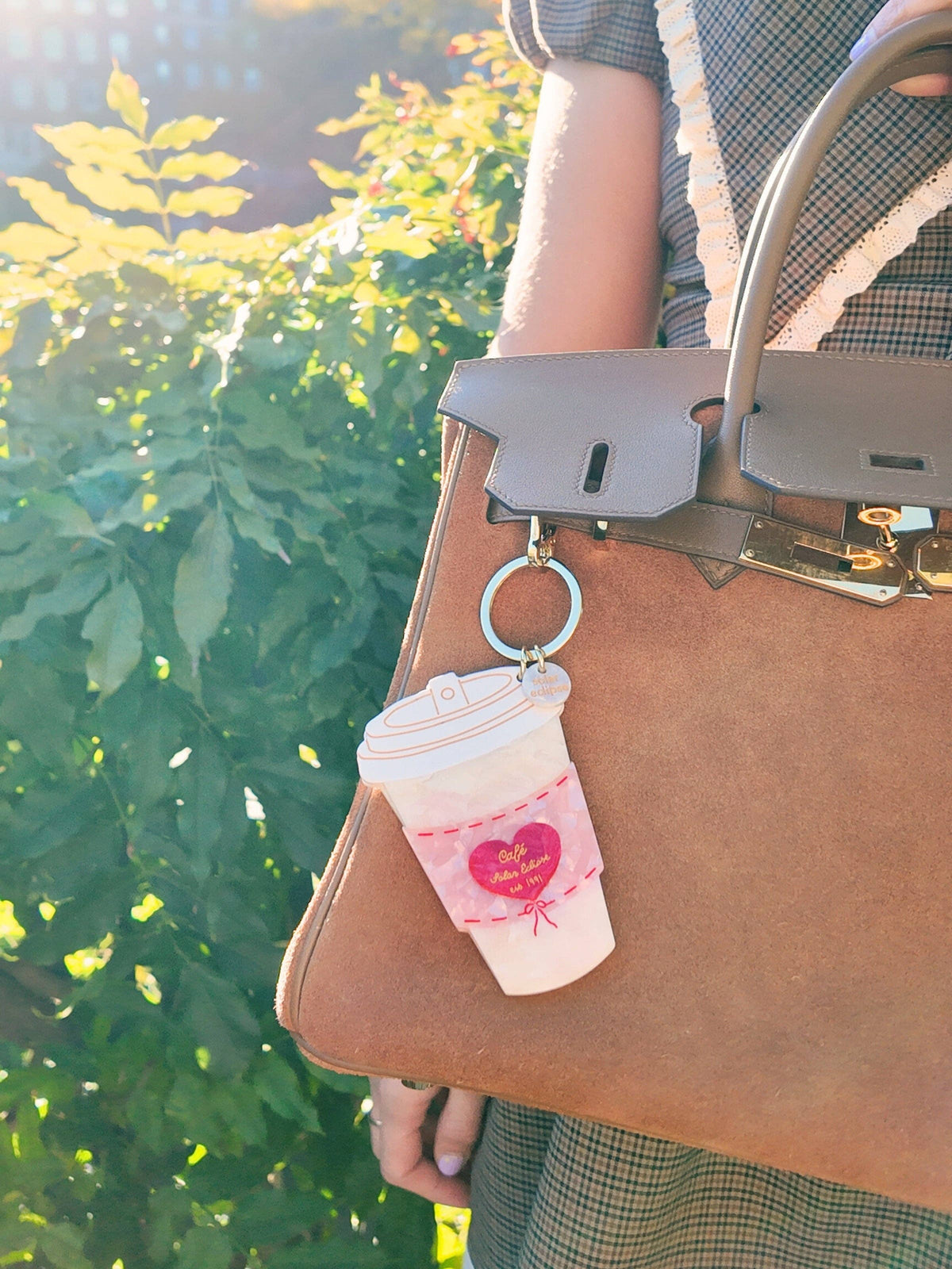 Hand-Painted Cafe Coffee Cup Bag Charm + Keychain | Eco-Friendly