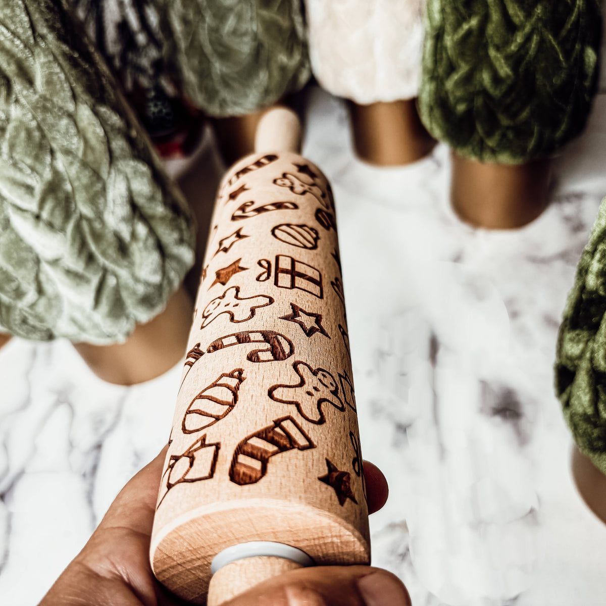 Christmas Embossed Rolling Pins – Reindeer, Gingerbread & Holiday Variety - Holiday Baking Gift