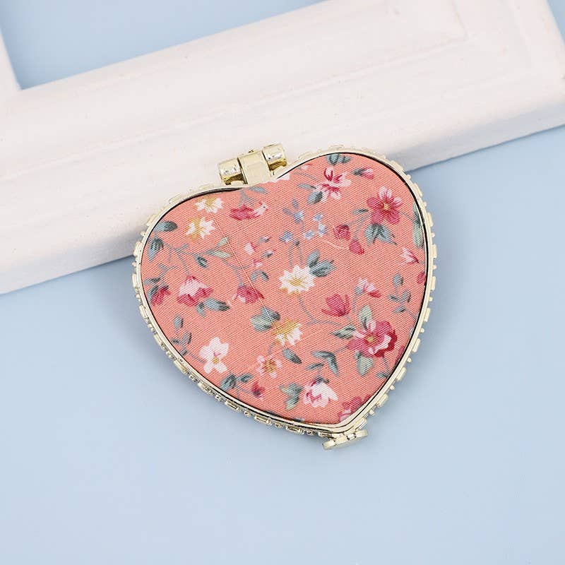 TRAVEL POCKET COMPACT HANDHELD FLORAL MIRROR | 40M103