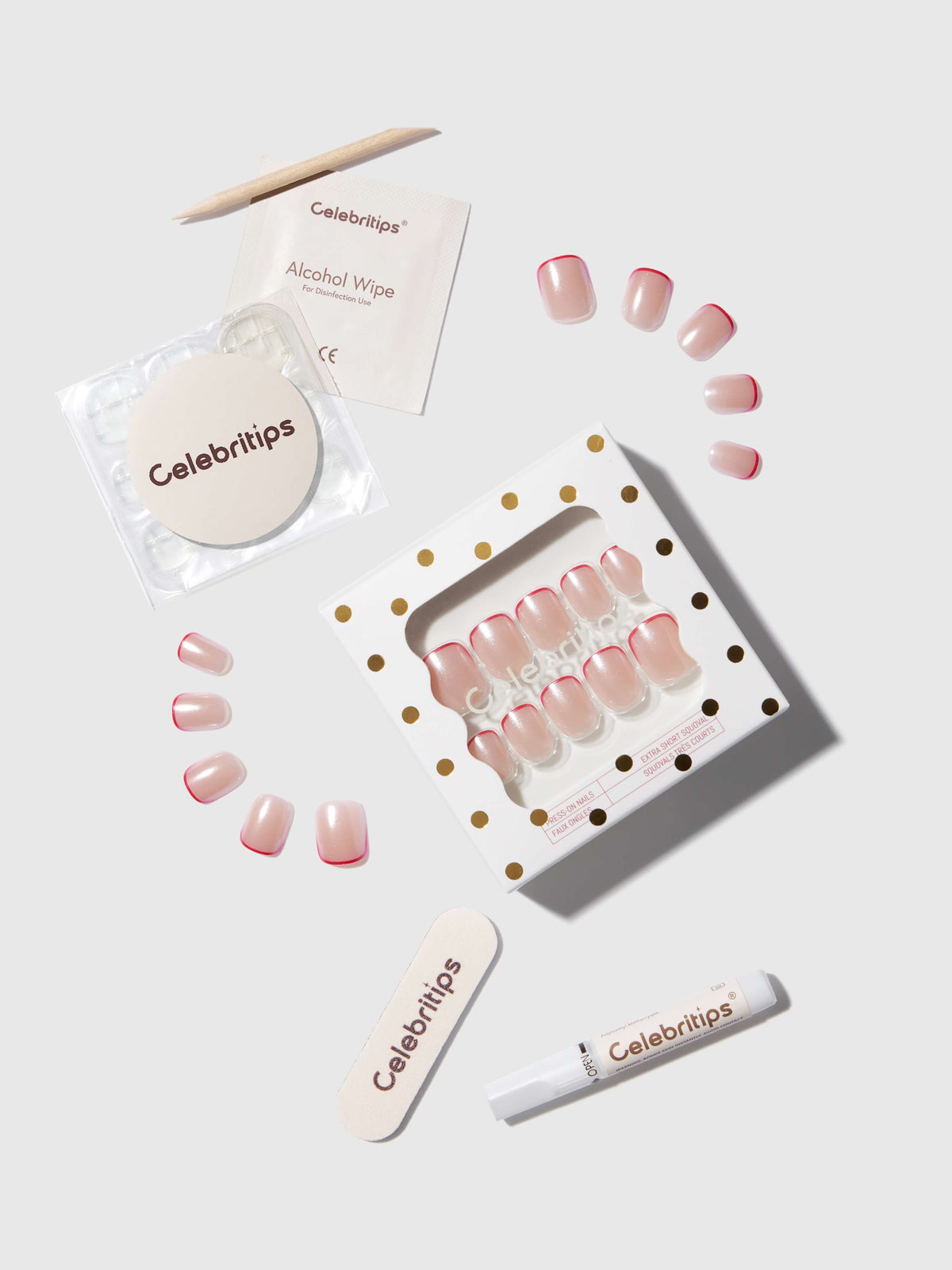 Celebritips Micro Cherry Glaze Press-On Nail Set NIB New Release