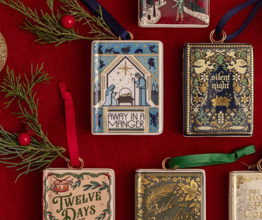 Ceramic Book Ornament, Away in a Manger