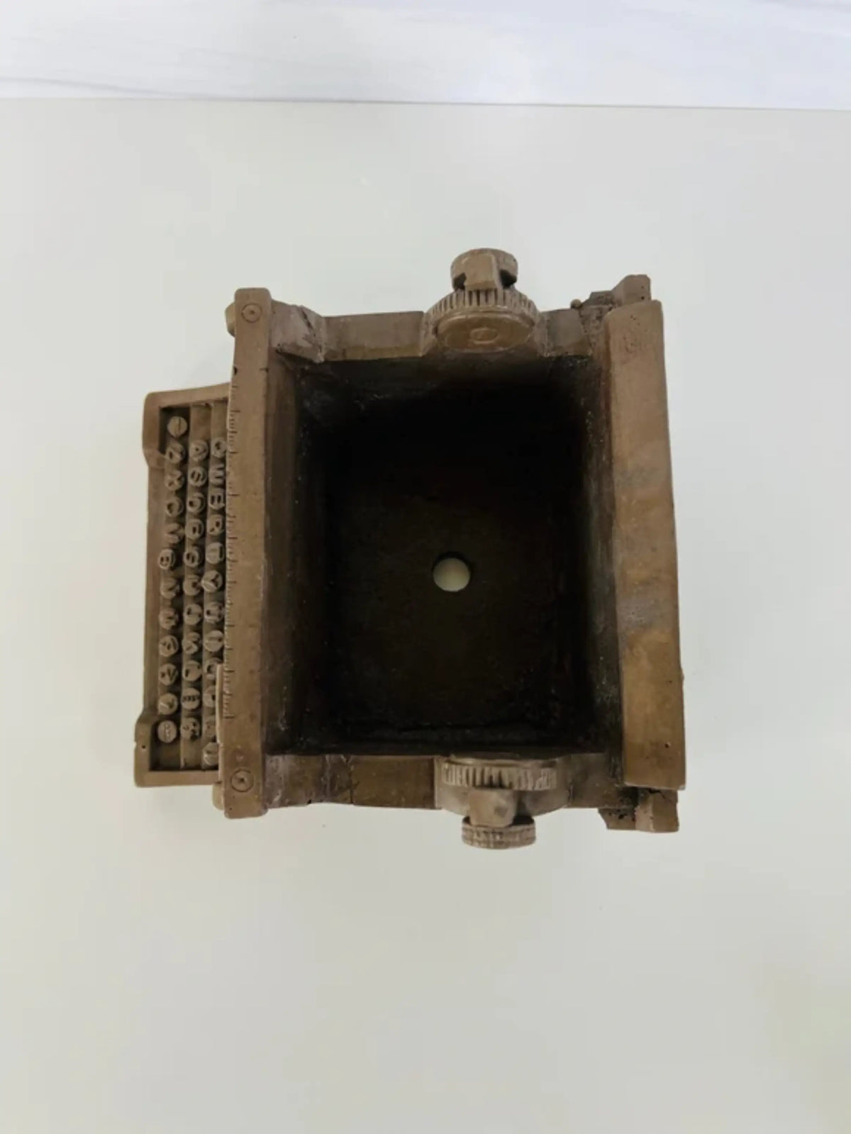 Handmade Cement Typewriter Planter with Drainage Hole