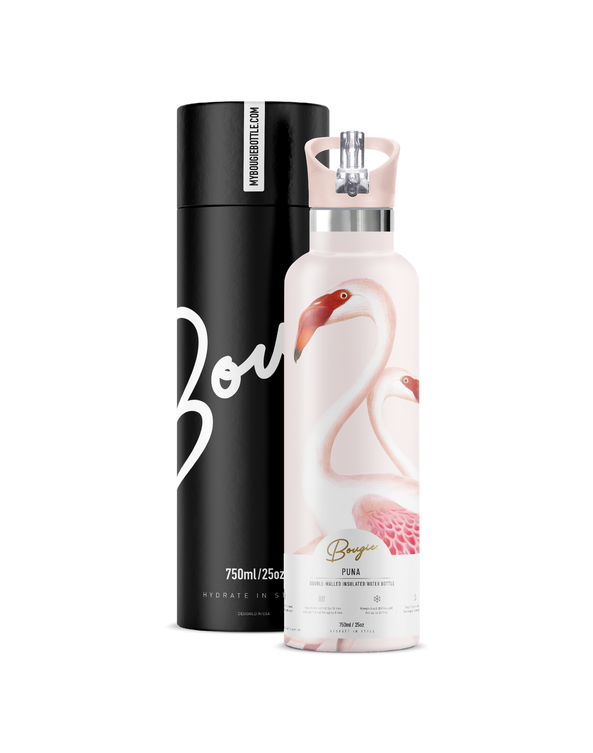 Puna – Flamingo Nostalgia Insulated Water Bottle | 25oz