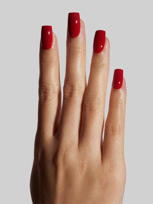 Celebritips Red Red Press-On Nails – Medium Coffin