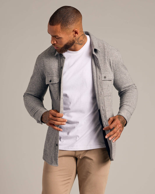 Light Heather Gray Shirt Jacket