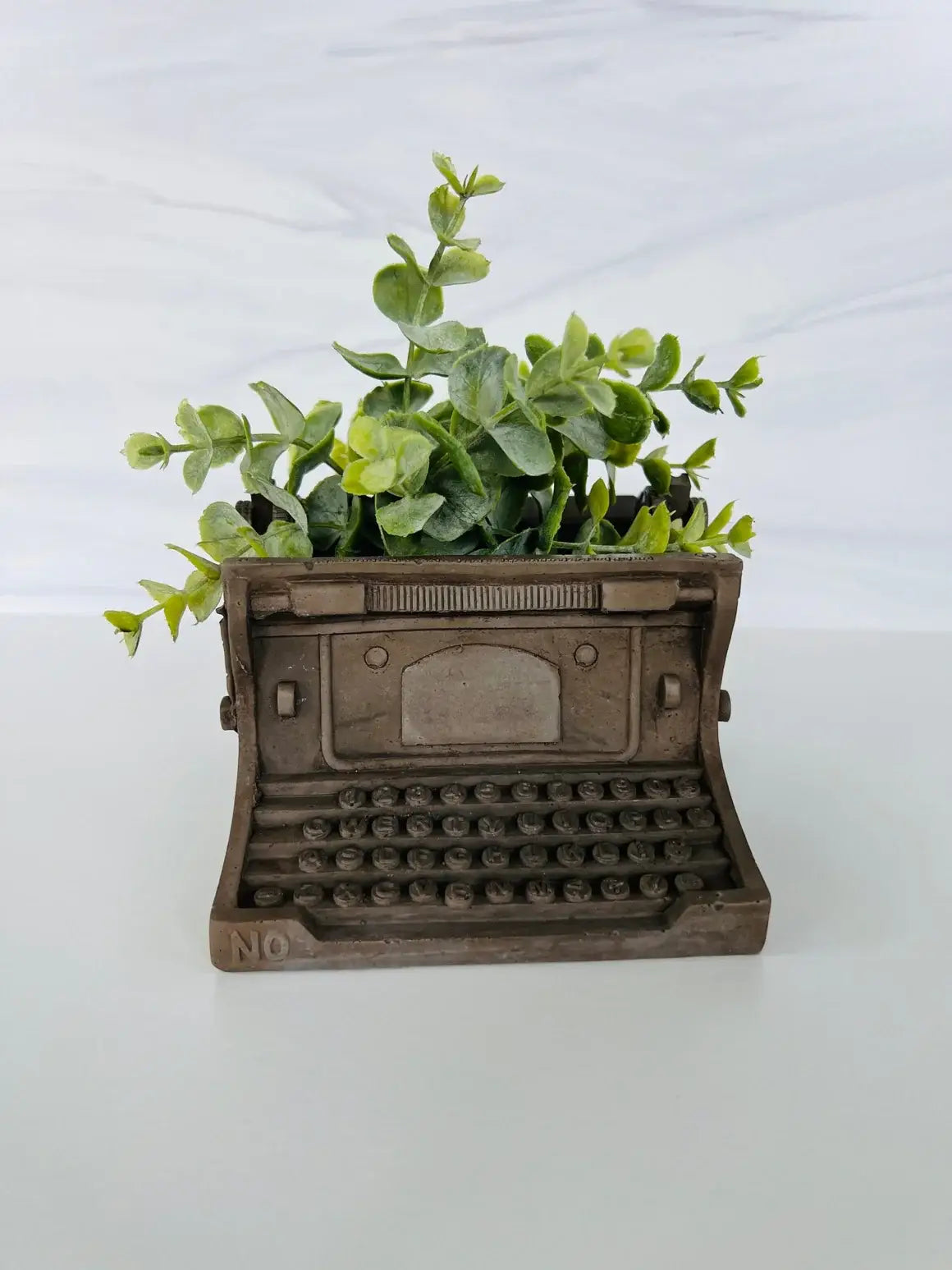 Handmade Cement Typewriter Planter with Drainage Hole