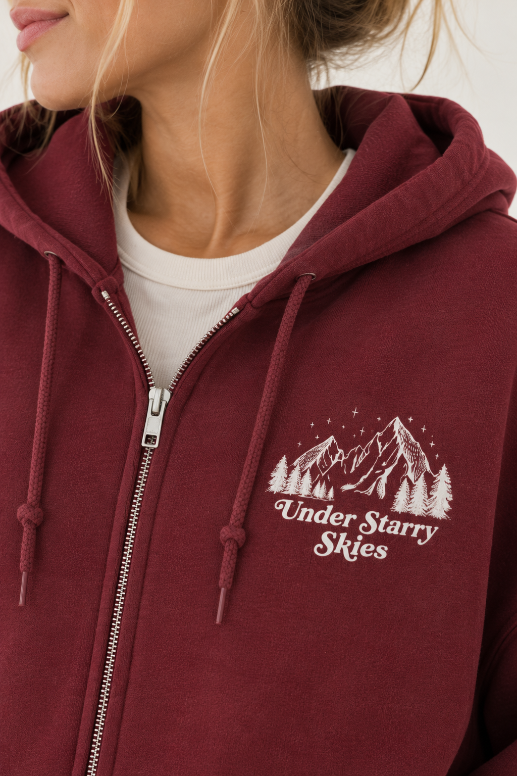 Under Starry Skies Wanderlust Zip-Up Graphic Hoodie