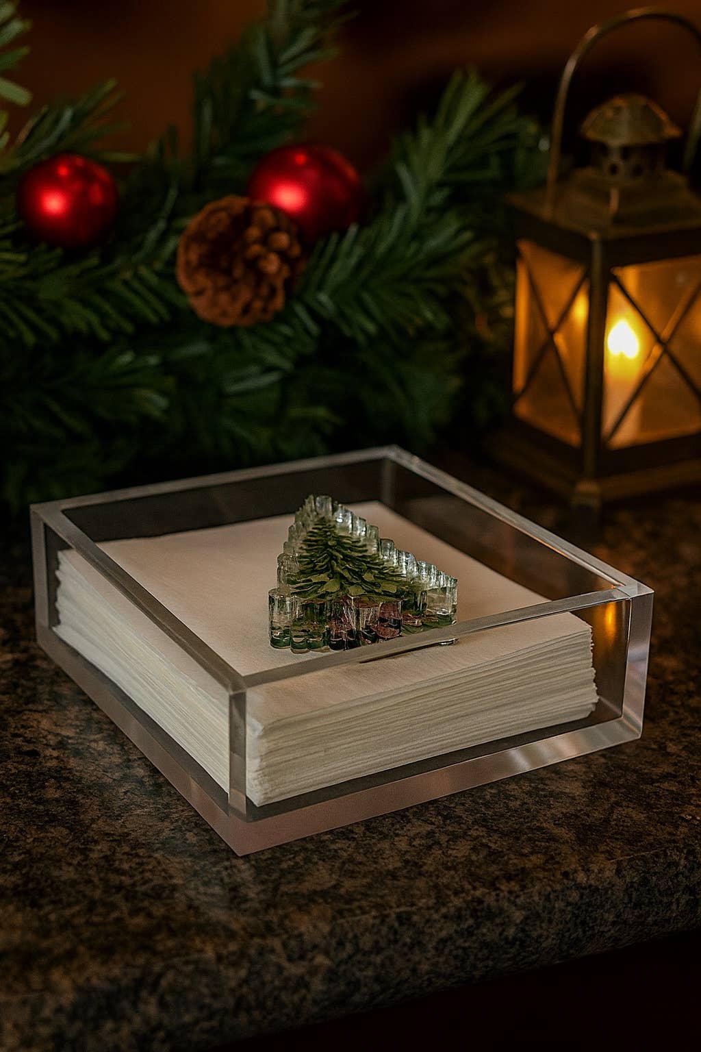 Maven Home Clear Acrylic Christmas Tree Napkin Weight Holiday Decor